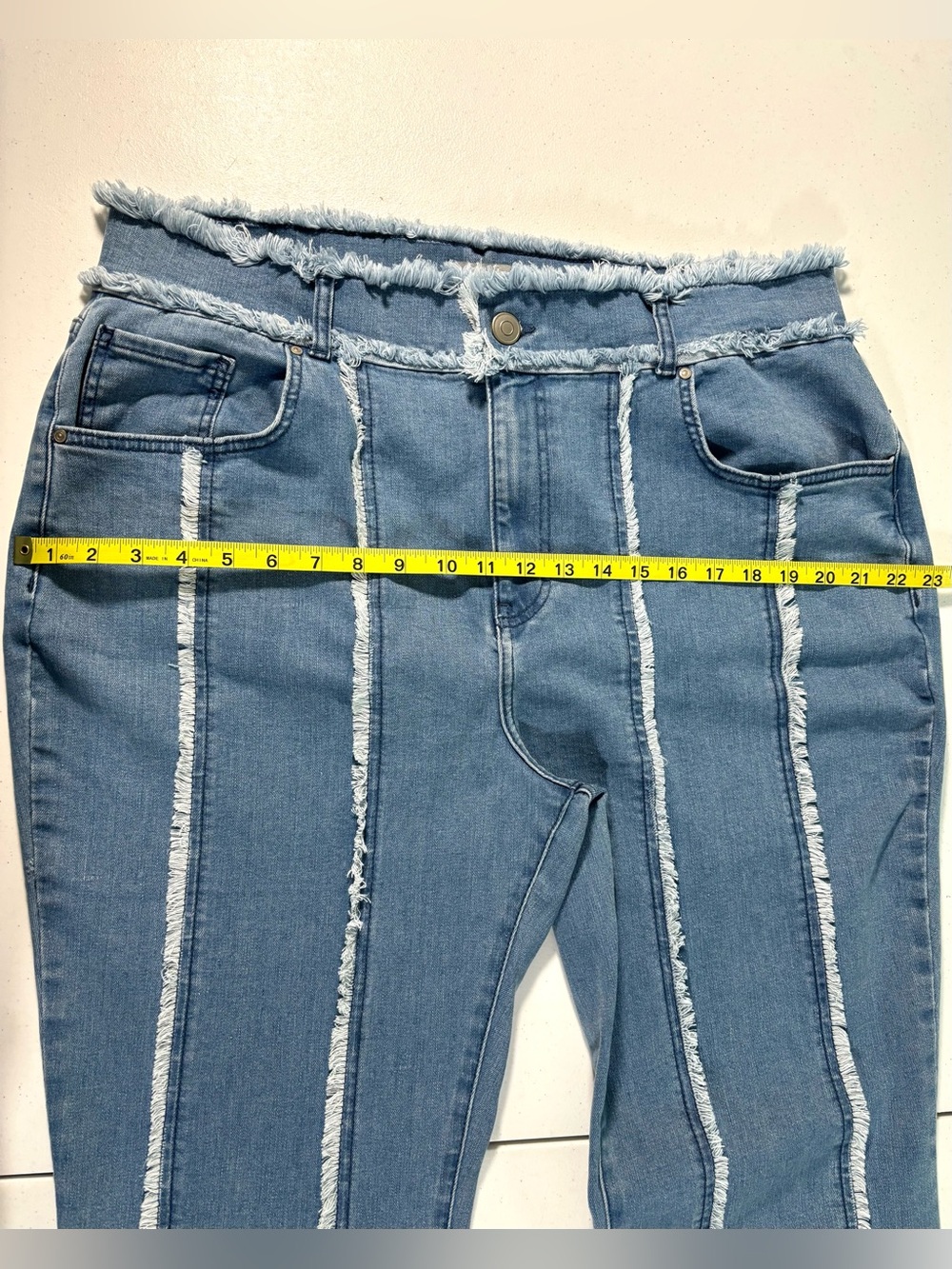 K Jordan Plus Size 20W Raw Hem Flare Wide Leg Jeans Exposed Seam - Picture 9 of 16